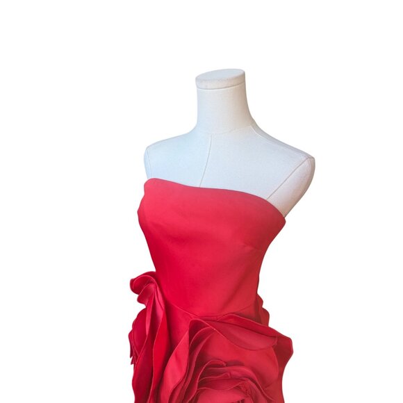 Bella Barnett Red Mini Cocktail Dress XS NWT Strapless Rose Applique Statement - Picture 4 of 13